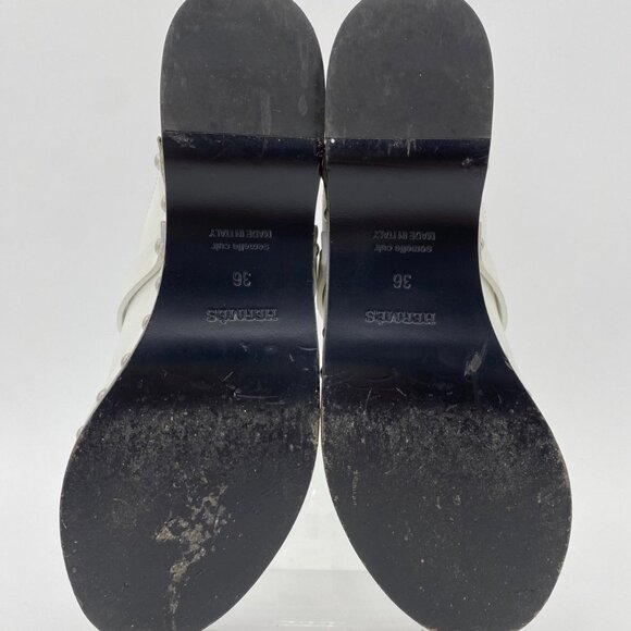 Hermès Womens White Leather Riveted Clogs Size 36 Made In Italy - Picture 7 of 7